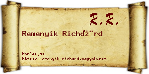Remenyik Richárd névjegykártya
